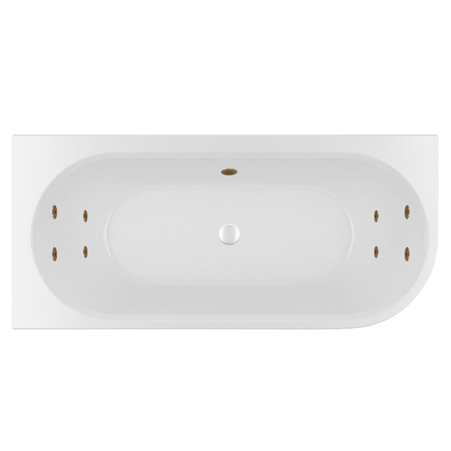 Wiesbaden Zenn Corner links half vrijstaand bubbelbad 180x80 cm watersysteem whirlpool 8 hydrojets elektrisch wit