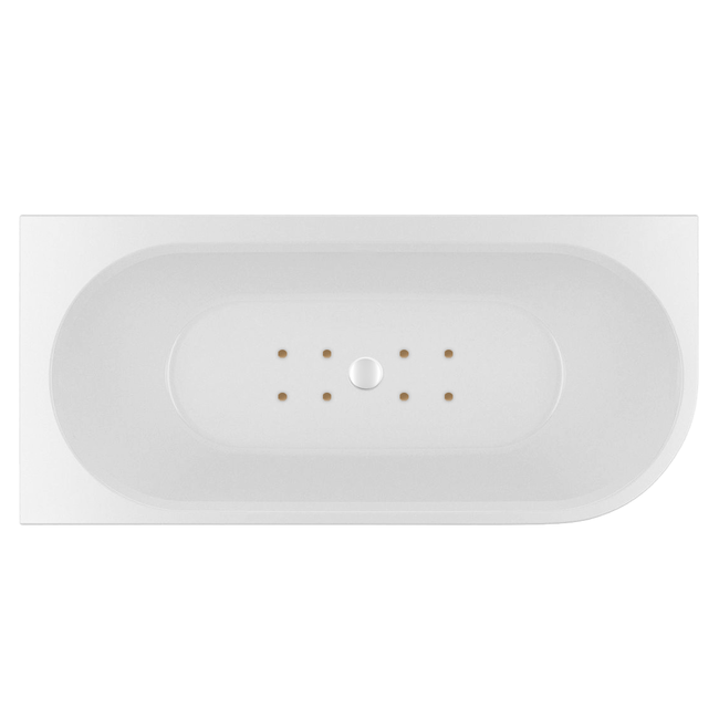 Wiesbaden Zenn Corner links half vrijstaand bubbelbad 170x75 cm luchtsysteem whirlpool 8 aerojets elektrisch wit