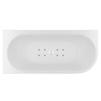 Wiesbaden Zenn Corner links half vrijstaand bubbelbad 180x80 cm luchtsysteem whirlpool 8 aerojets elektrisch wit