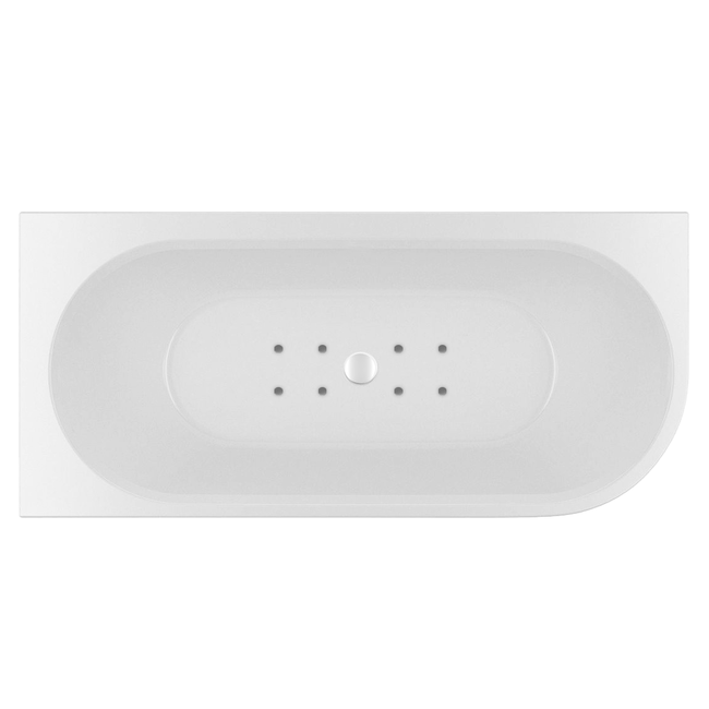 Wiesbaden Zenn Corner links half vrijstaand bubbelbad 170x75cm luchtsysteem whirlpool 8 aerojets elektrisch wit