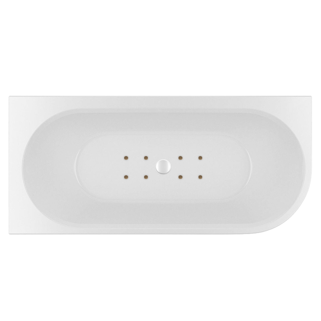 Wiesbaden Zenn Corner links half vrijstaand bubbelbad 170x75cm luchtsysteem whirlpool 8 aerojets elektrisch wit