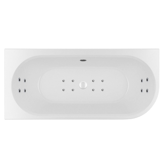 Wiesbaden Zenn Corner links half vrijstaand bubbelbad 180x80 cm combisysteem whirlpool 8 hydrojets+8 aerojets elektrisch wit