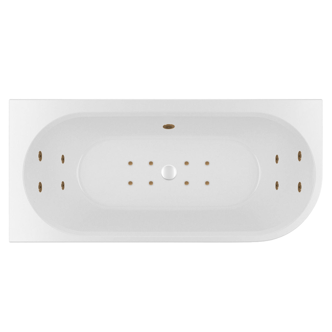 Wiesbaden Zenn Corner links half vrijstaand bubbelbad 180x80 cm combisysteem whirlpool 8 hydrojets+8 aerojets elektrisch wit