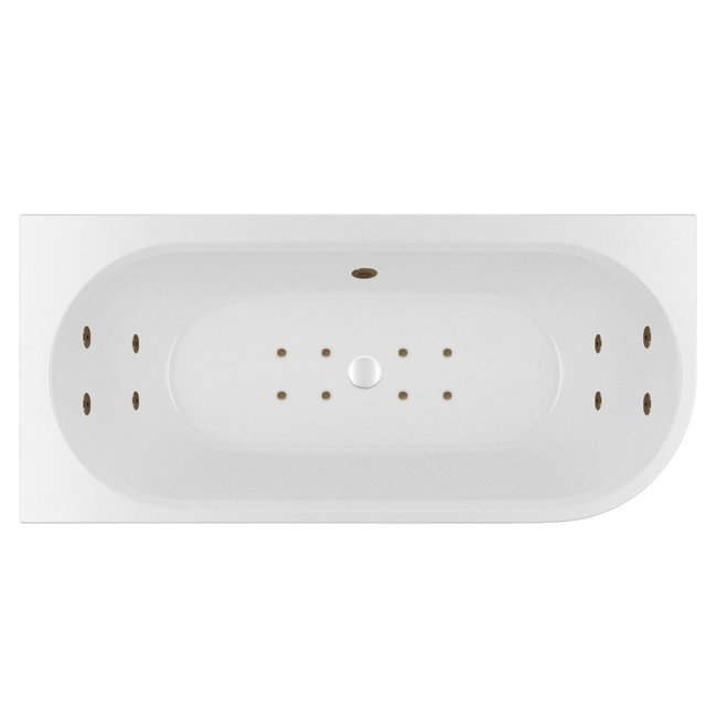 Wiesbaden Zenn Corner links half vrijstaand bubbelbad 180x80 cm combisysteem whirlpool 8 hydrojets+8 aerojets elektrisch wit