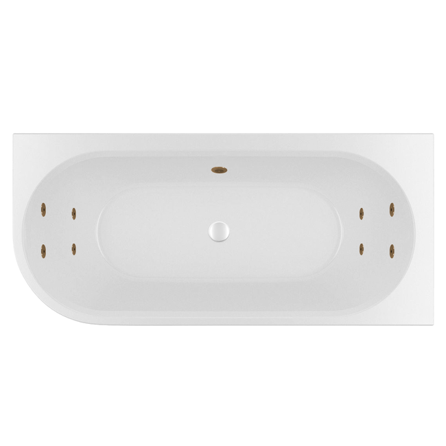 Wiesbaden Zenn Corner rechts half vrijstaand bubbelbad 170x75 cm watersysteem whirlpool 8 hydrojets elektrisch wit