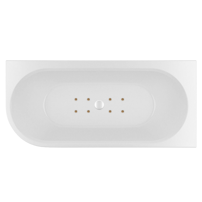 Wiesbaden Zenn Corner rechts half vrijstaand bubbelbad 170x75 cm luchtsysteem whirlpool 8 aerojets elektrisch wit