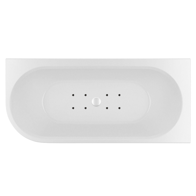 Wiesbaden Zenn Corner rechts half vrijstaand bubbelbad 180x80 cm luchtsysteem whirlpool 8 aerojets elektrisch wit