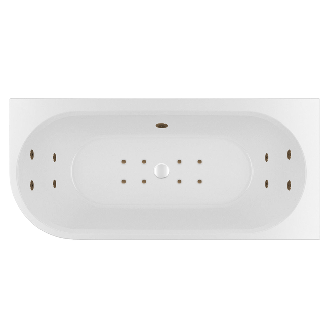 Wiesbaden Zenn Corner rechts half vrijstaand bubbelbad 170x75 cm combisysteem whirlpool 8 aerojets+8hydrojets elektrisch wit