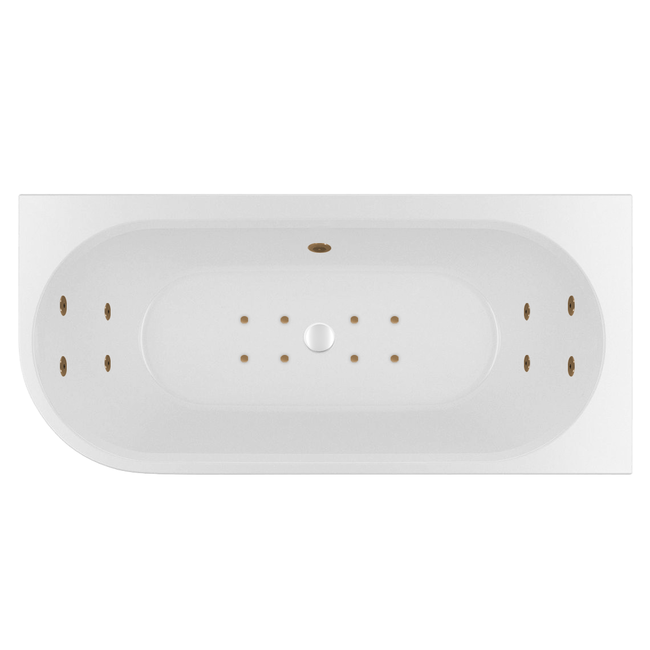 Wiesbaden Zenn Corner rechts half vrijstaand bubbelbad 180x80 cm combisysteem whirlpool 8 aerojets+8hydrojets elektrisch wit