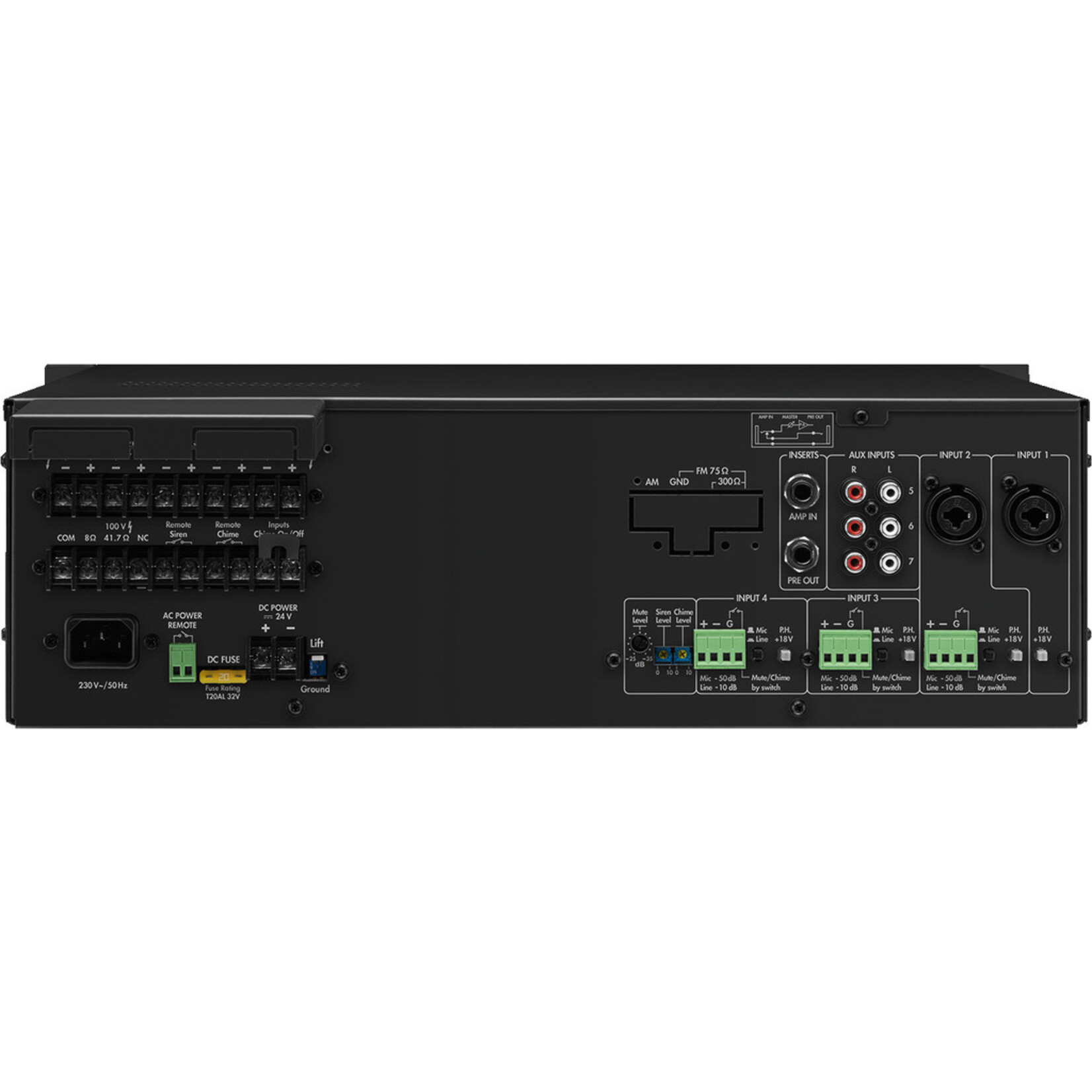 Monacor PA-5240 - 5-zone mono PA mixing amplifier, 240 W