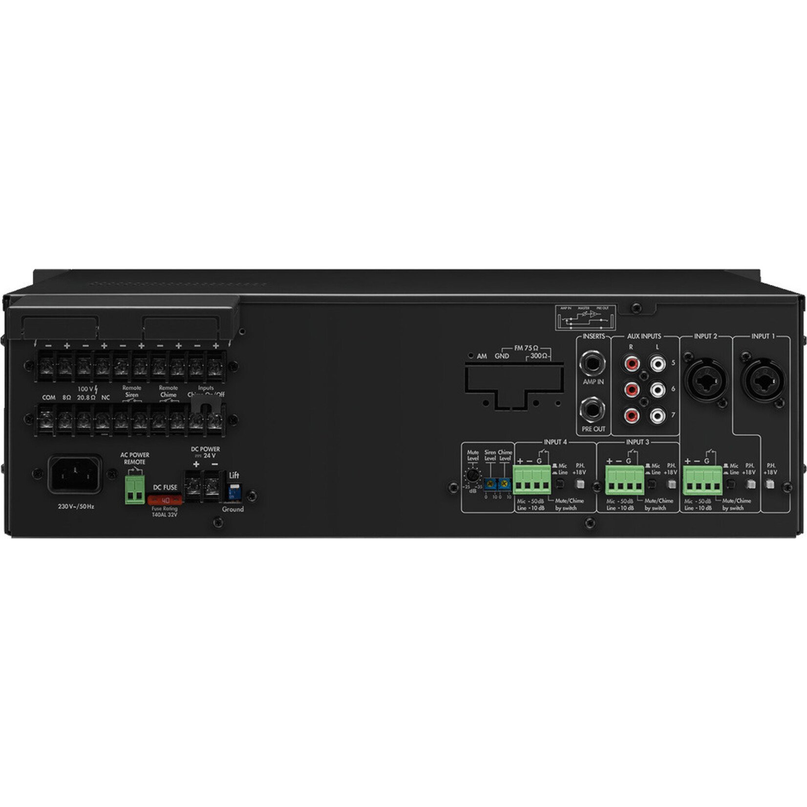 Monacor PA-5480 - 5-zone mono PA mixing amplifier, 480 W