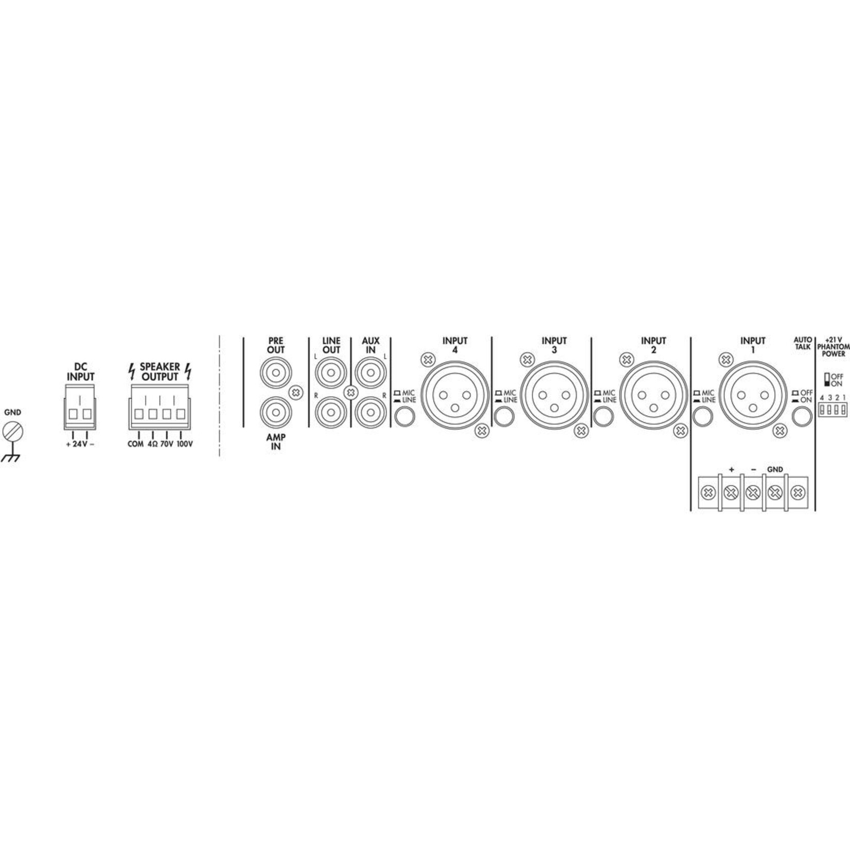 Monacor PA-900 - Mono PA mixing amplifier, 120 W