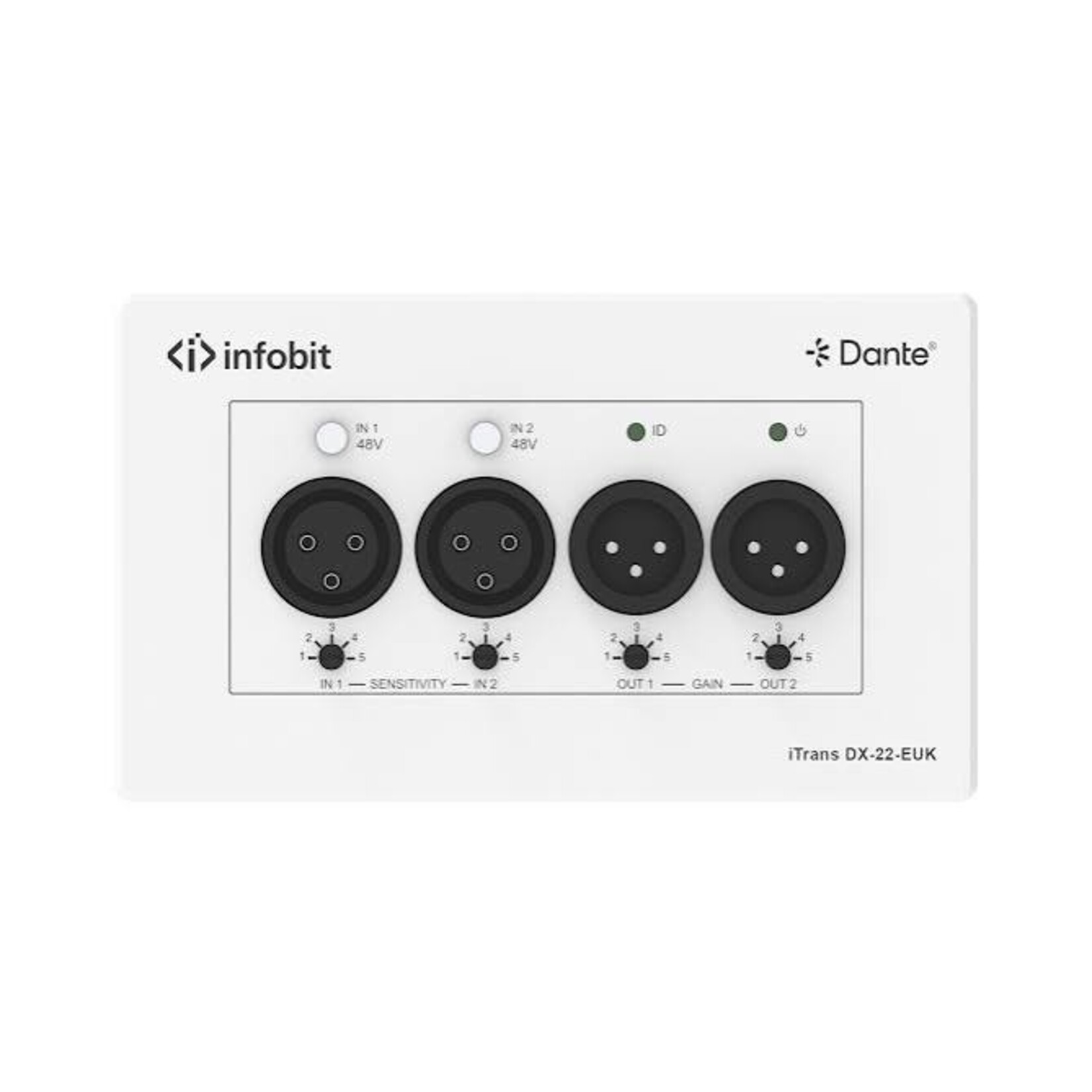Infobit InfoBIT iTrans DX-22-EUK Dante XLR wandinterface