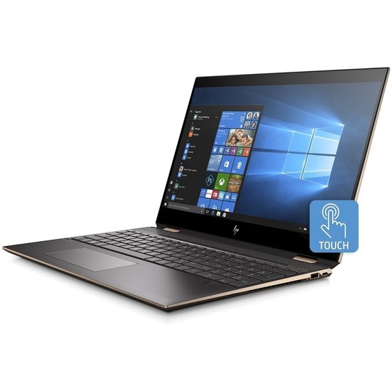HP NBR 15.6" UHD PC i7-8750H 8G 512G SSD W10 NL-F TS Spectre x360 15-df0064nb / 4K / Donker Grijs-Goud / 4Gb