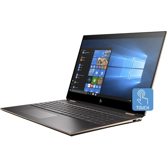 HP NBR 15.6" UHD PC i7-8750H 8G 256G SSD W10 NL-F TS Spectre x360 15-df0025nb / 4K / Donker Grijs-Goud / 4Gb