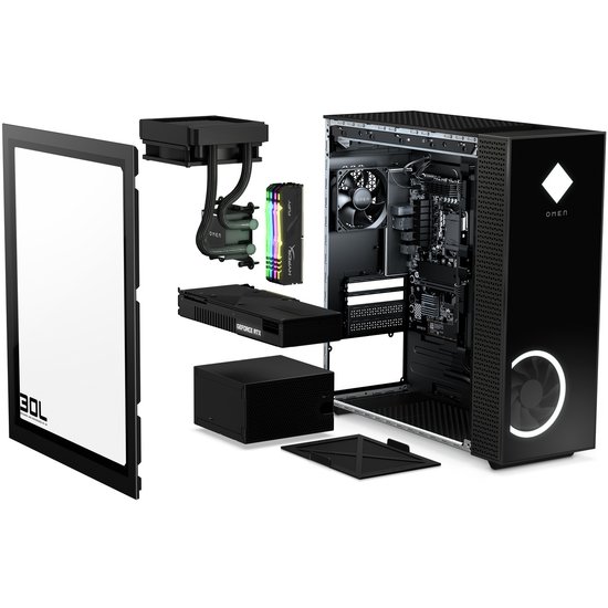 HP DTR Core i7-10700K 32G HyperX 2x 512G SSD W10 NL GT13-0550nd / Zwart / 11Gb