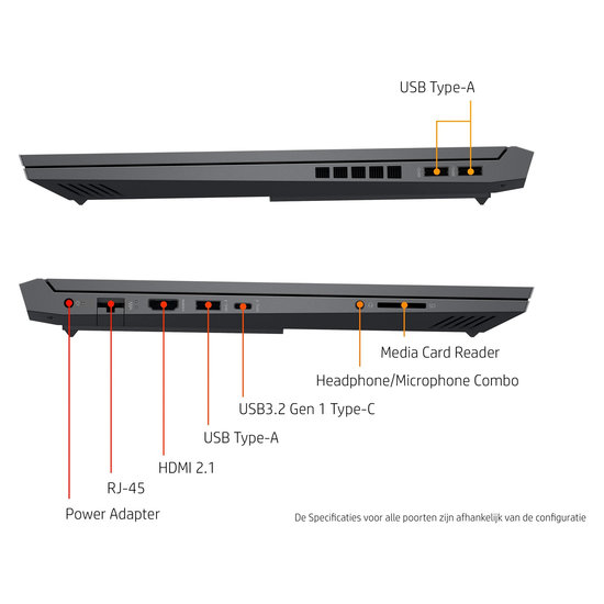 HP NBR 16.1" FHD AMD Ryzen 5 5600H 16G 512G SSD W11 NL 16-e0601nd / Zwart / Ontsp / 4Gb RTX3050