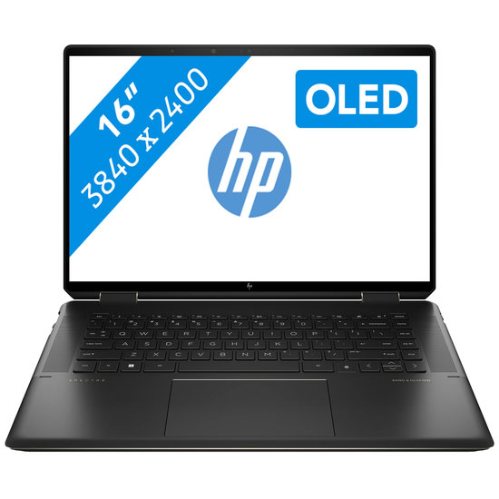 HP NBR 16.1" UHD PC i7-1260P 32G 1T SSD W11 NL TS Spectre x360 16-f1990nd / Zwart / OLED / Ontsp / 4Gb Arc A370M