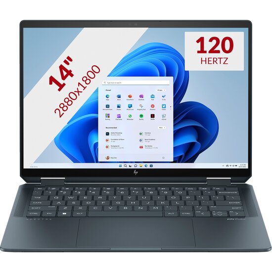 HP NBR 14.0" 2.8K Intel Core Ultra 7-155H 32G 1T SSD W11 NL TS 14-eu0045nd / Blauw / OLED / Ontsp / Arc