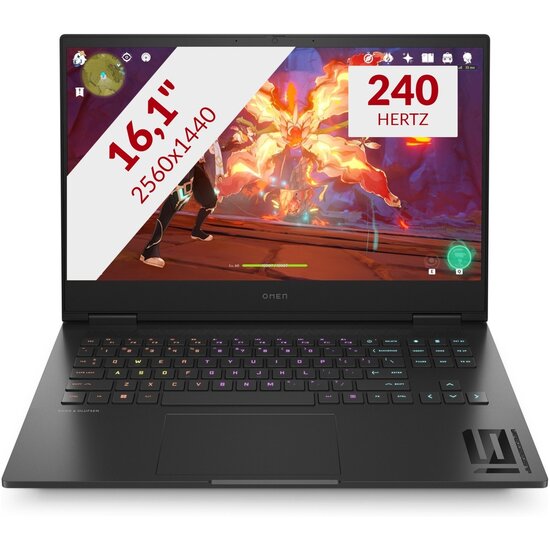 HP NBR 16.1" QHD PC i9-14900HX 32G 2T SSD W11 NL Omen 16-wf1088nd / Zwart / Ontsp / 8Gb RTX4070