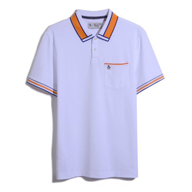 Original Penguin Organic Cotton Stripe Collar - Bright White