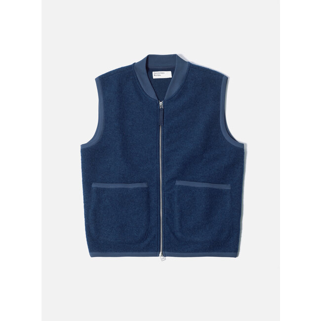 Universal Works Zip Waistcoat Wool Fleece - Indigo