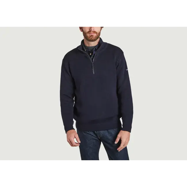 Armor-lux Half zip Sweater "Châteaulin" wool - Rich Navy