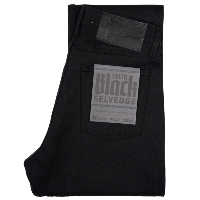 Naked and Famous Denim True Guy - Solid Black Selvedge