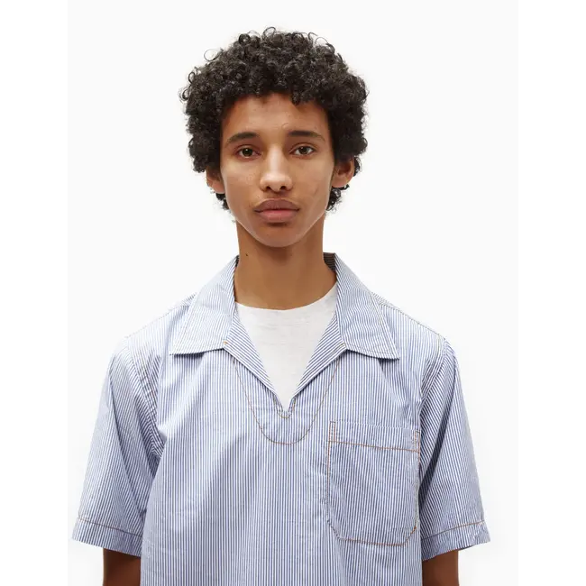 Universal Works Overhead Shirt - Navy / White