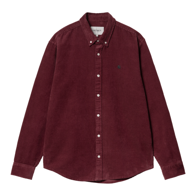 Carhartt WIP L/S Madison Cord Shirt - Malbec Black / Wax