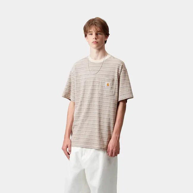 Carhartt WIP S/S Gellar Pocket T-Shirt - Stripe / Wax