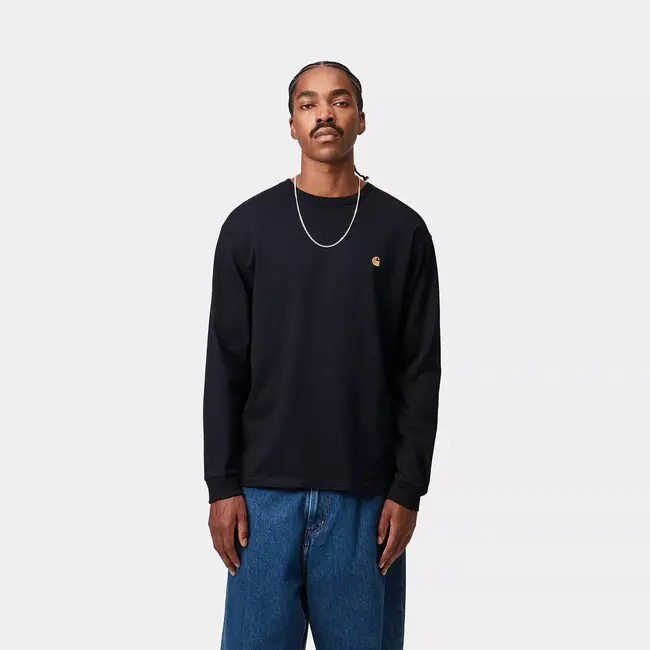 Carhartt WIP L/S Chase T-Shirt - Dark Navy / Gold