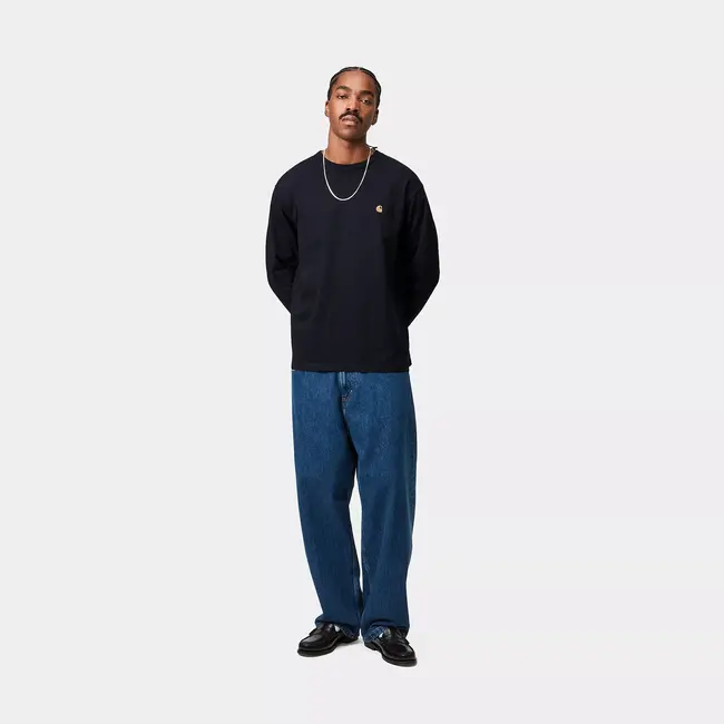 Carhartt WIP L/S Chase T-Shirt - Dark Navy / Gold