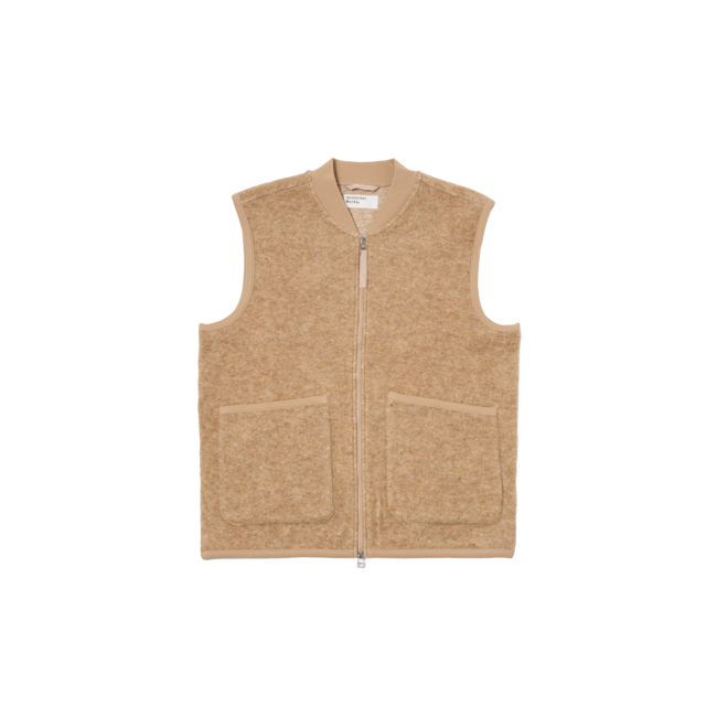 Universal Works Zip Waistcoat Wool Fleece - Fawn