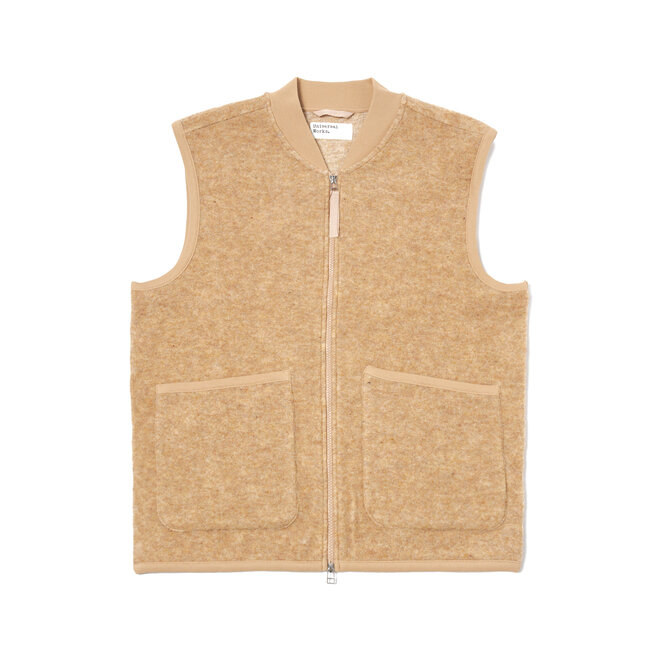 Universal Works Zip Waistcoat Wool Fleece - Fawn