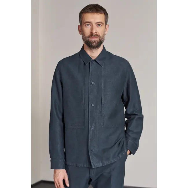 About Companions Owe overshirt - Winter Linen Cold Navy
