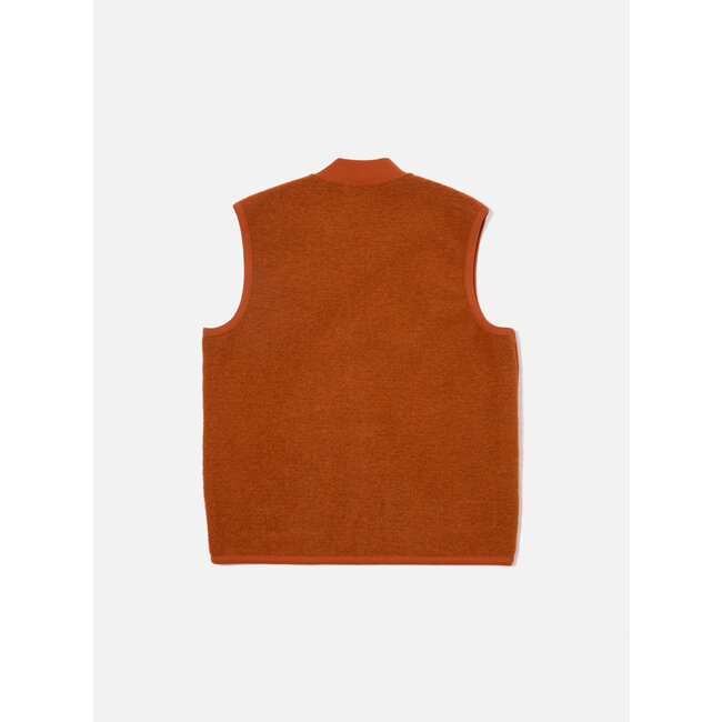 Universal Works Zip Waistcoat Wool Fleece - Rust