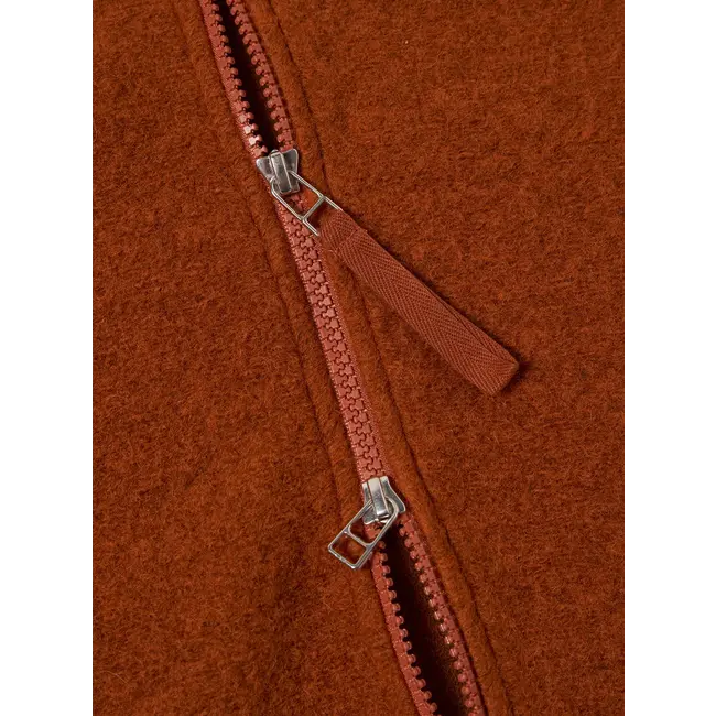 Universal Works Zip Waistcoat Wool Fleece - Rust