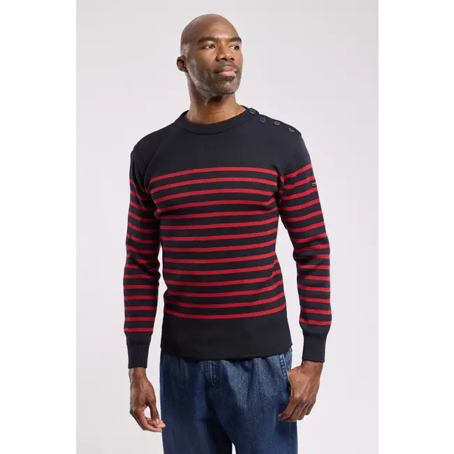 Armor-lux Sailor Sweater "Goulenez" -  Navy/Piment Red Pepper