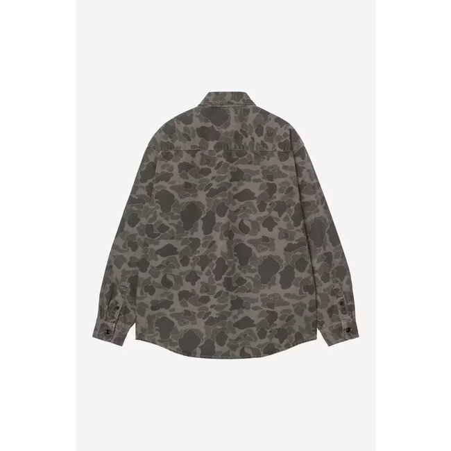 Carhartt WIP L/S Duck Shirt Camo - Green / Porphyr garment dyed