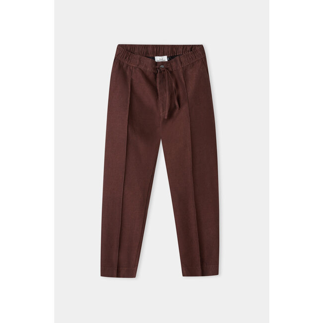 About Companions Magnus Trouser - Winter Linen Marron Caramel