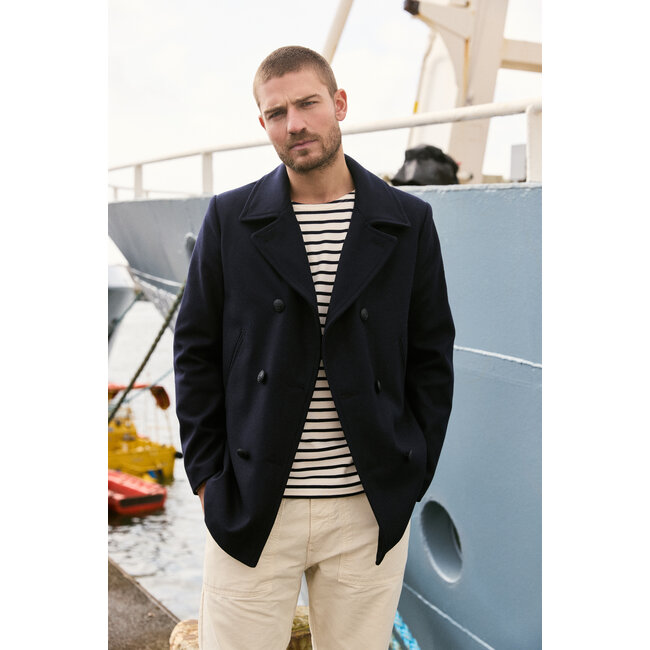 Armor-lux Peacoat bicolore "Fort Cigogne" - Navire / Aluminium