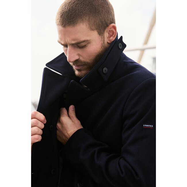 Armor-lux Peacoat bicolore "Fort Cigogne" - Navire / Aluminium