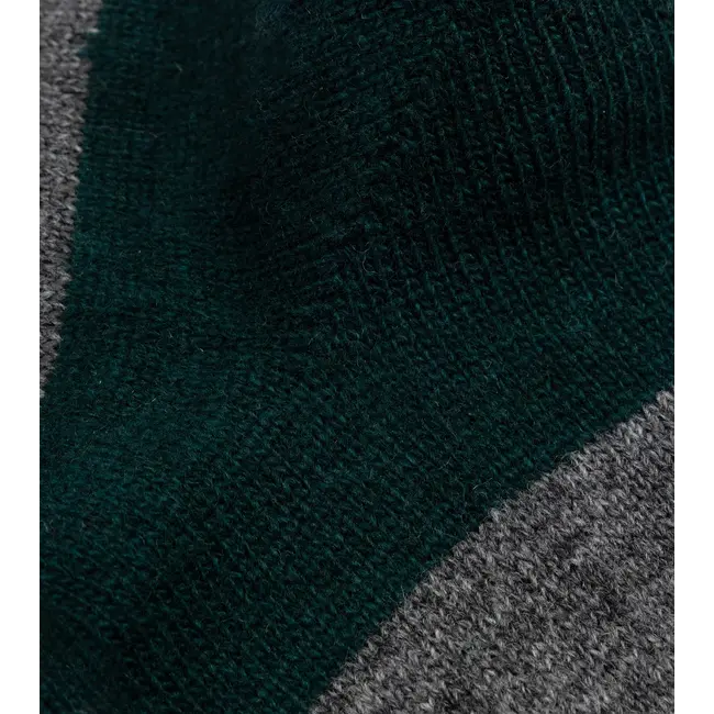 Anonymous Ism Wool Cashmere Stripes Crew - Moss