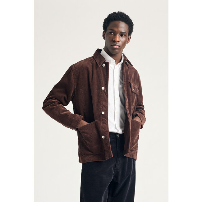 Norse Projects Folke Wide Corduroy Chore Jacket - Espresso