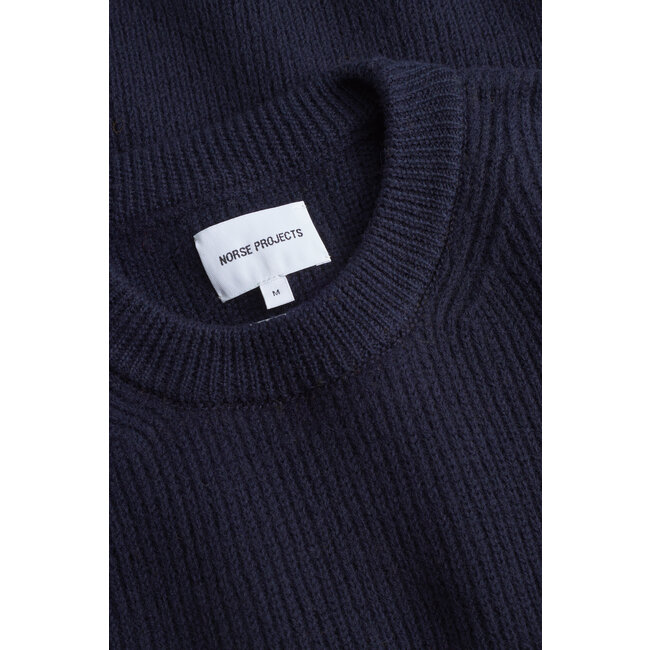 Norse Projects Henning Cotton Wool Rib Sweater - Dark Navy