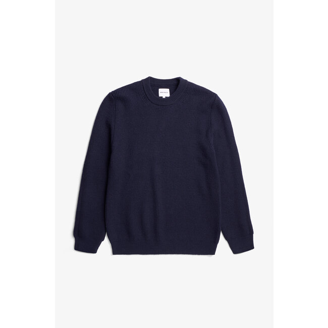 Norse Projects Henning Cotton Wool Rib Sweater - Dark Navy