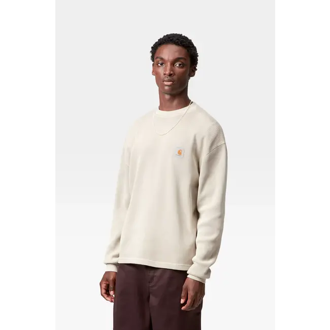 Carhartt WIP L/S Vista Waffle T-Shirt - Fleur de Sel garment dyed