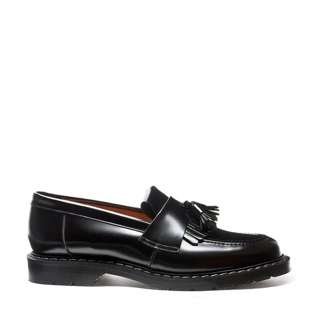 Solovair Hi Shine Tassel Loafer - Black
