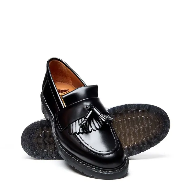 Solovair Hi Shine Tassel Loafer - Black
